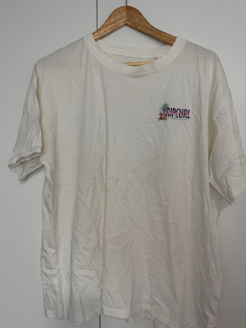 Rip Curl White Graphic Tee XL Short Sleeve Tropical Logo Surf Skate T-Shirt